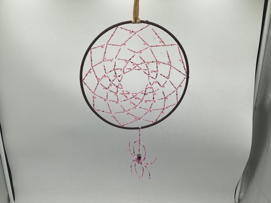 Hand Beaded Spider Web Dreamcatcher - Authentic Anishinaabe/Ojibwe Beadwork - Free Shipping