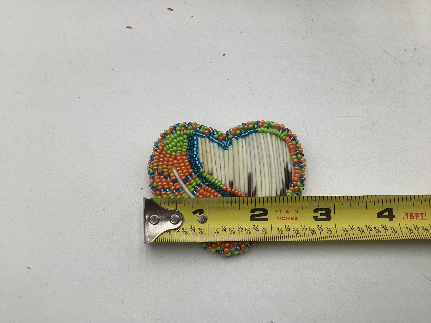 Hand Beaded and Quilled Heart Barrette – Ojibwe Anishinaabe Artisan Design