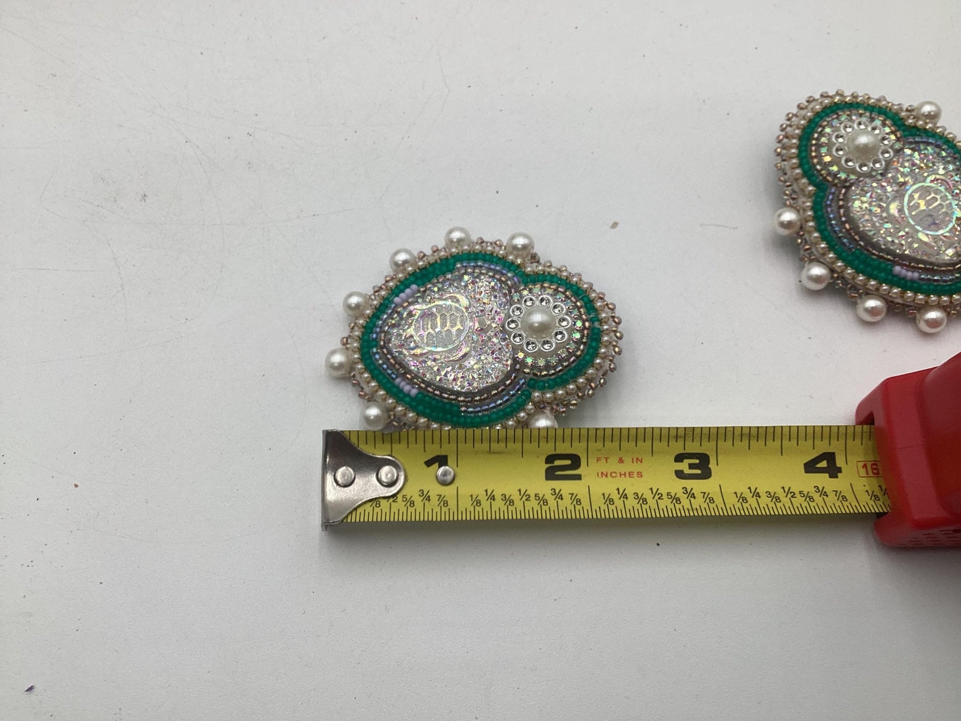 Double Centered Turtle Heart Hand Beaded Earrings – Authentic Anishinaabe/Ojibwe Beadwork