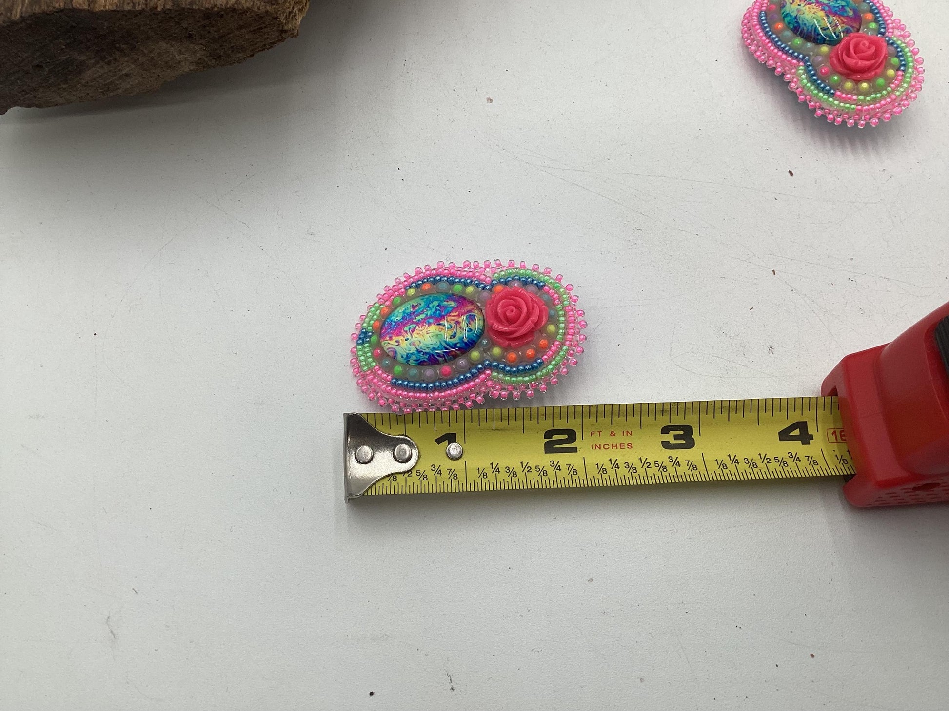 Hand Beaded Double-Center Flower Earrings: Anishinaabe/Ojibwe Beadwork