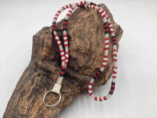 Lanyard Keychain Necklace - Hand Beaded - Anishinaabe/Ojibway Made- Free Shipping
