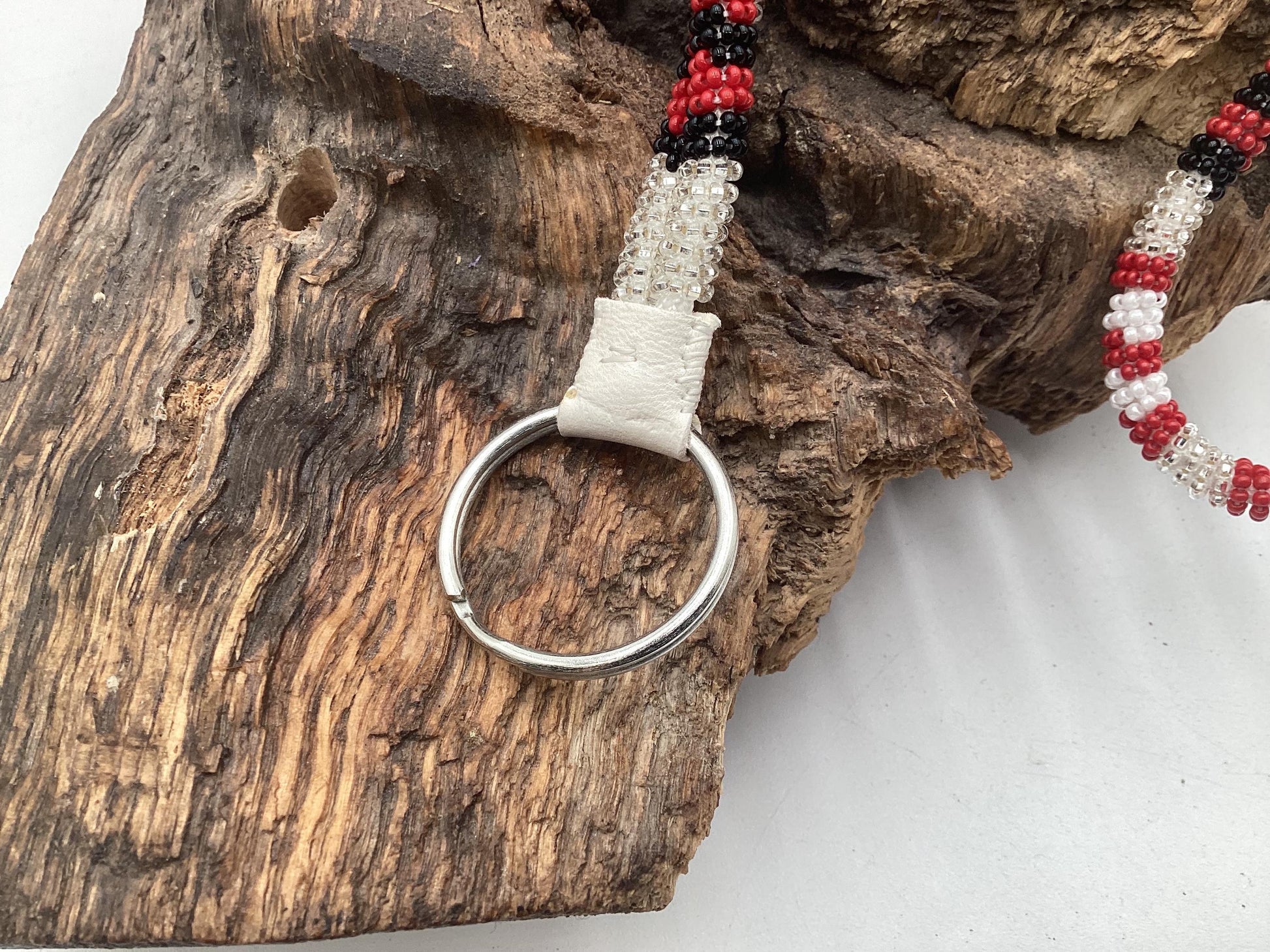 Lanyard Keychain Necklace - Hand Beaded - Anishinaabe/Ojibway Made- Free Shipping