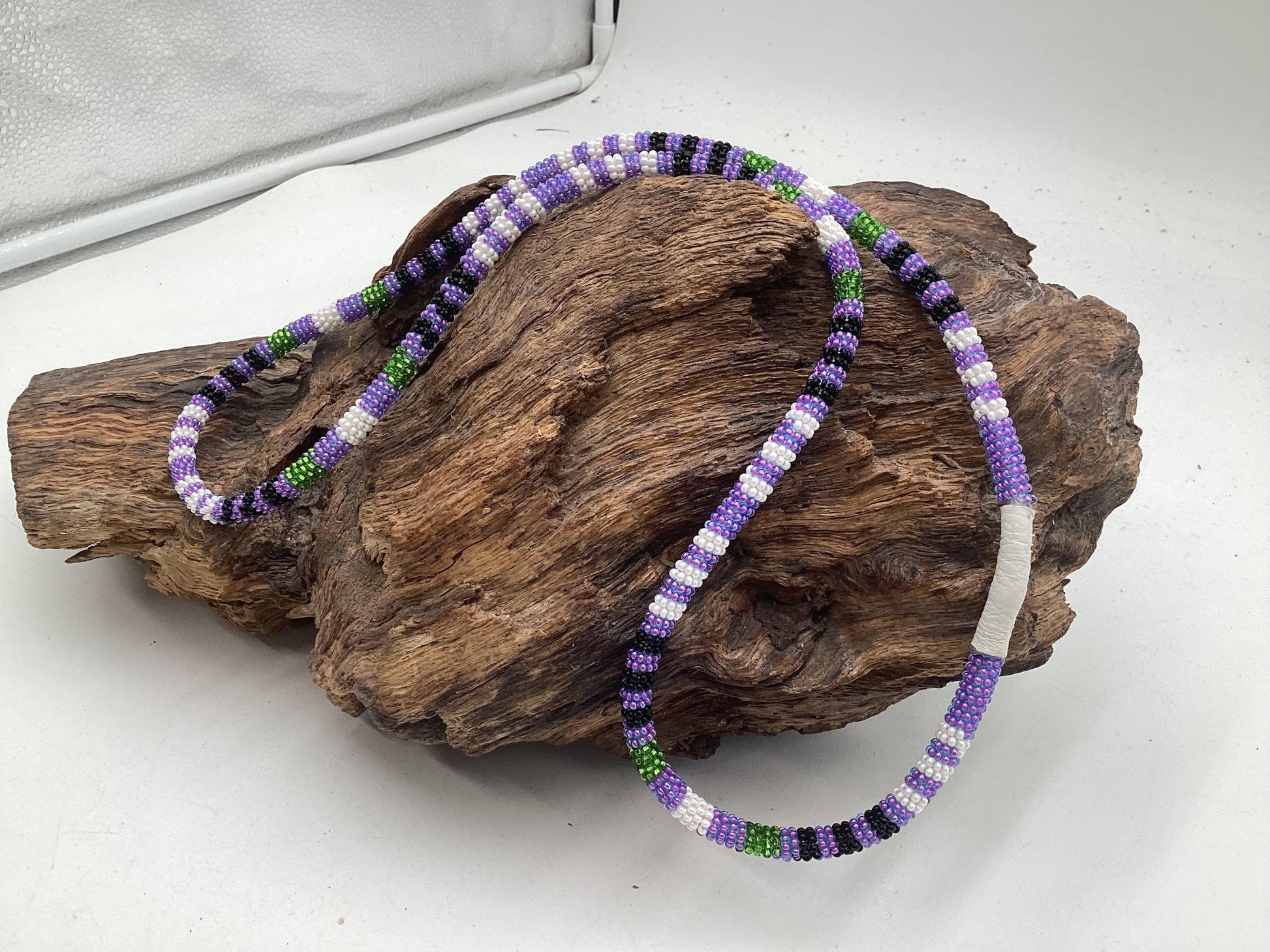 Hand Beaded Rope Necklace - Anishinaabe/Ojibwe Made- Free Shipping