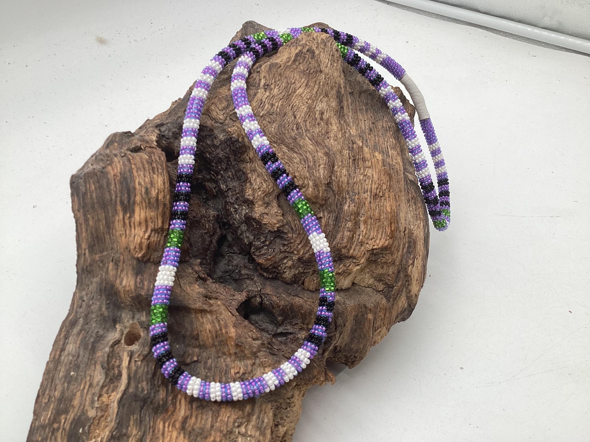 Hand Beaded Rope Necklace - Anishinaabe/Ojibwe Made- Free Shipping