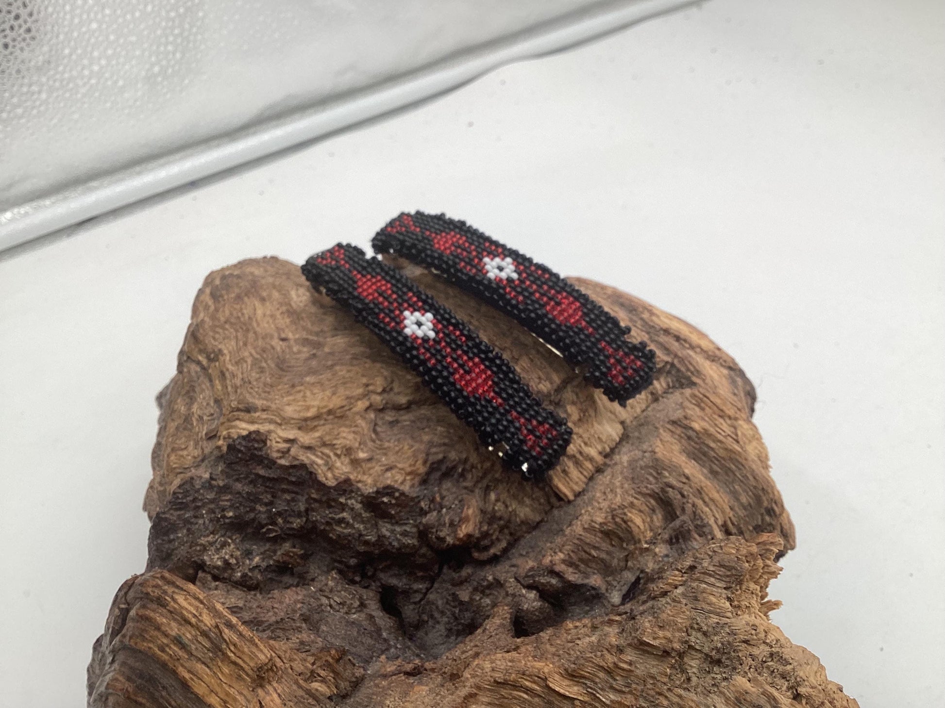 Hand Beaded Hair Barrette Pair: Ojibwe Artisan Design - White Earth Nation
