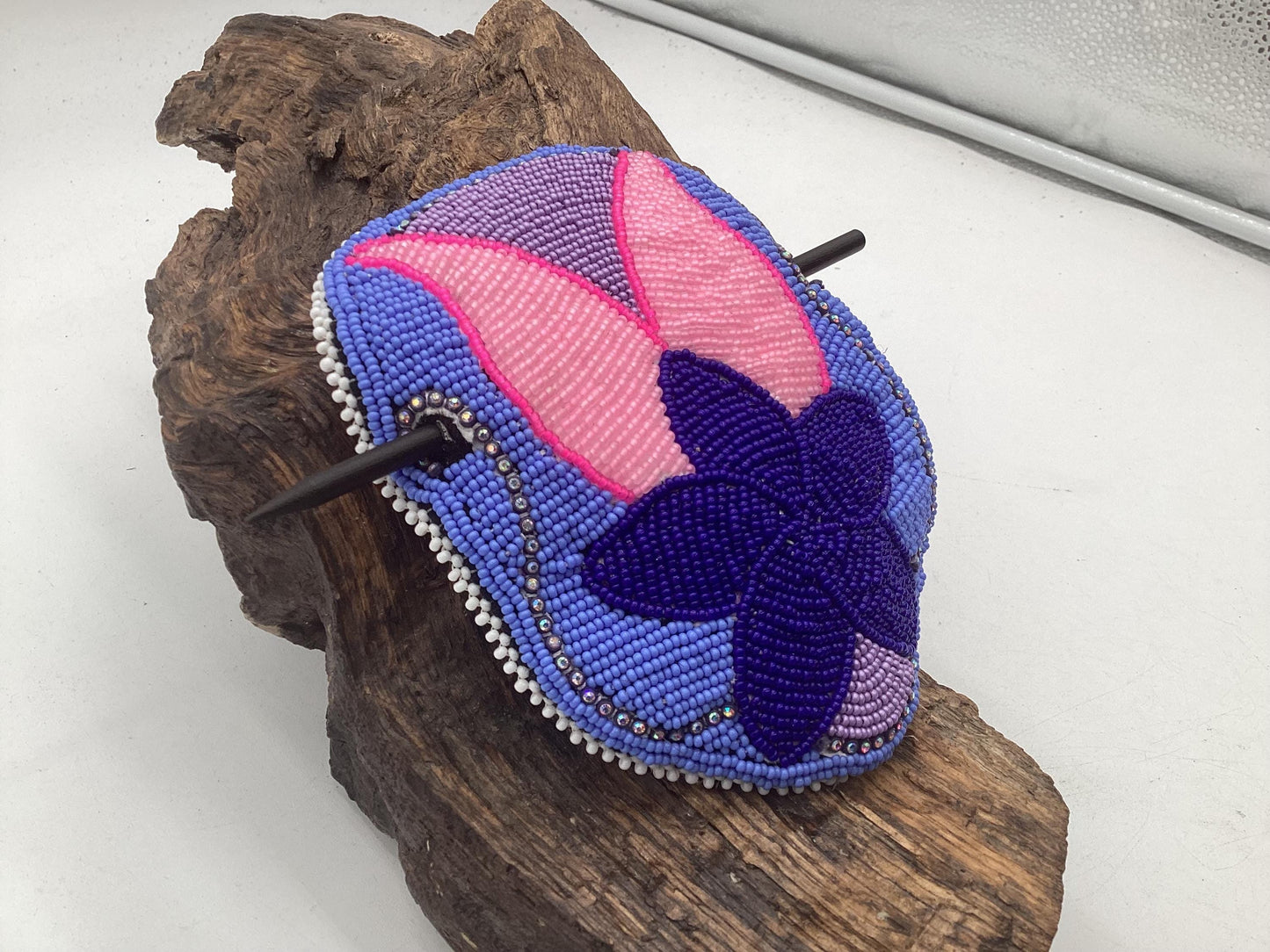 Hand Beaded Flower Barrette – Ojibwe Artisan Design