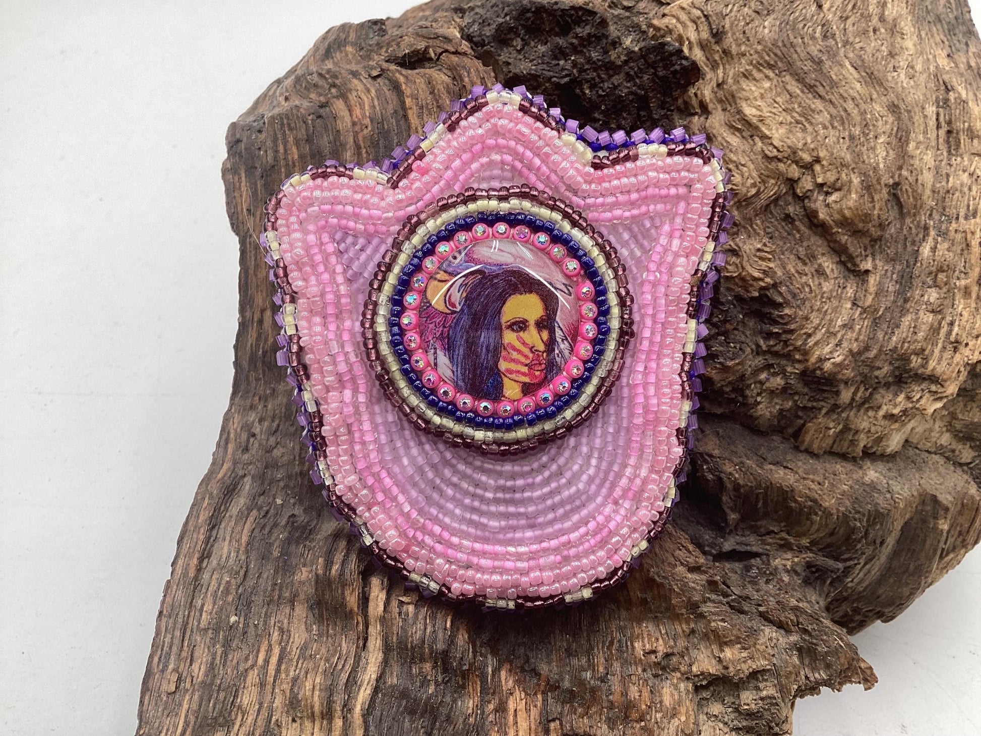 Hand Beaded Flower Barrette - Ojibwe/Anishinaabe Made - Free Shipping