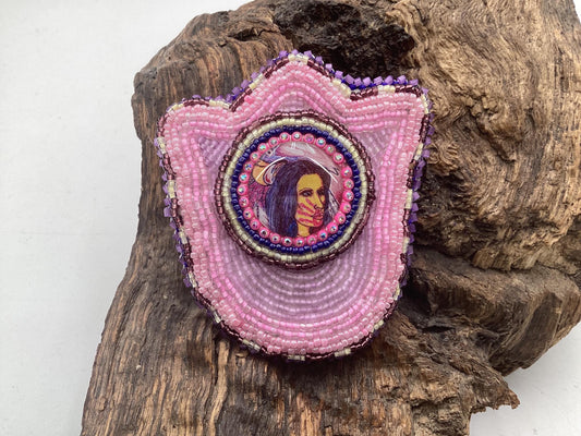 Hand Beaded Flower Barrette - Ojibwe/Anishinaabe Made - Free Shipping