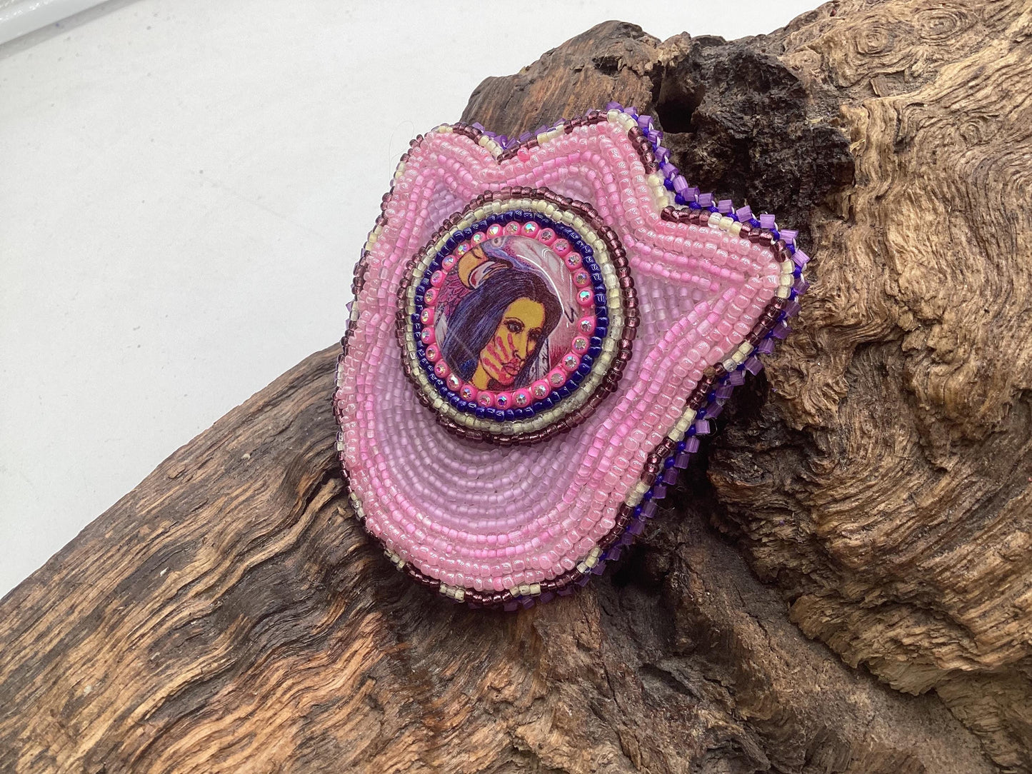 Hand Beaded Flower Barrette - Ojibwe/Anishinaabe Made - Free Shipping