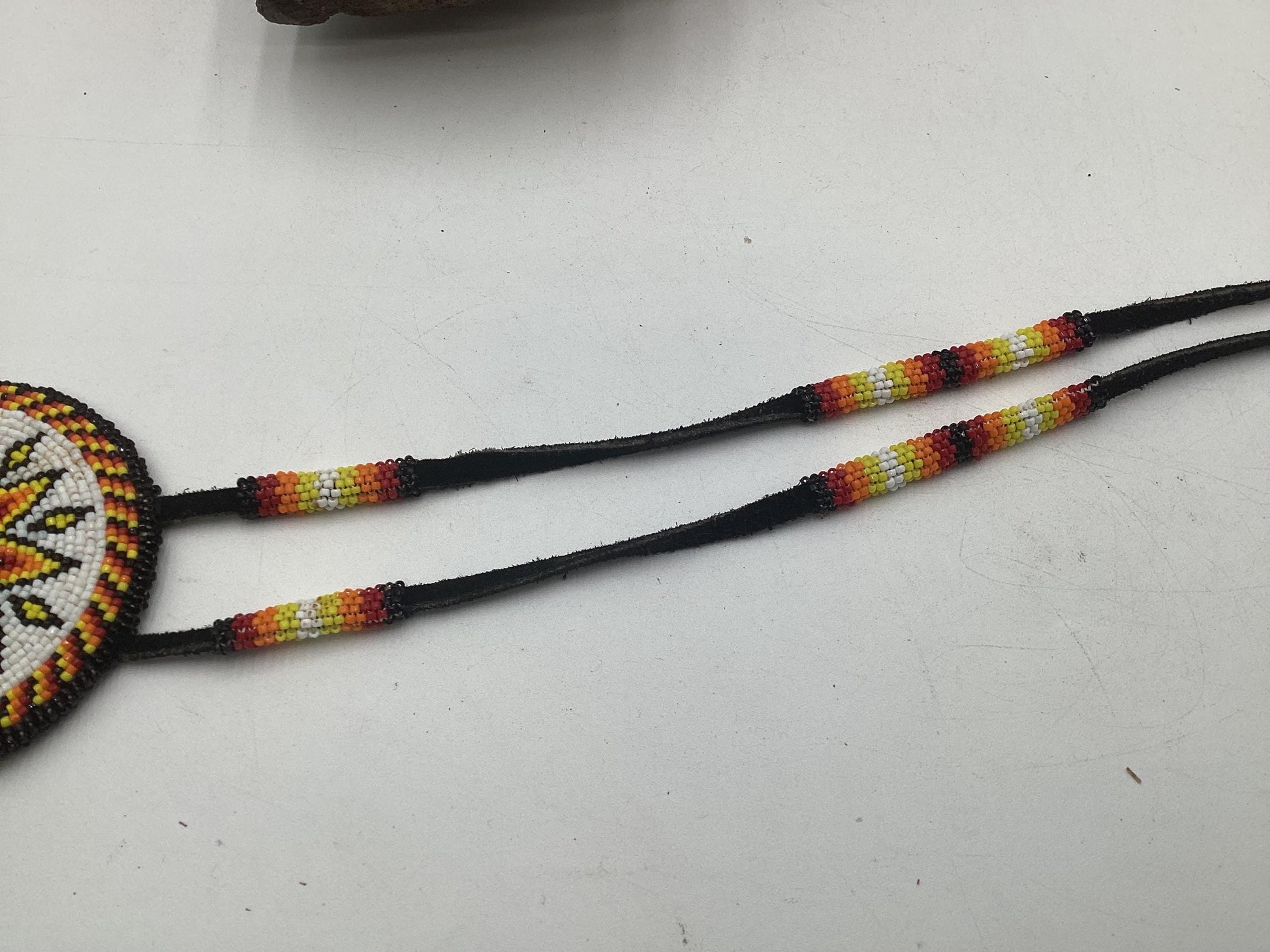 Hand Beaded Anishinaabe Medallion with Beaded Strap - Authentic Anishinaabe/Ojibwe Made - Free Shipping