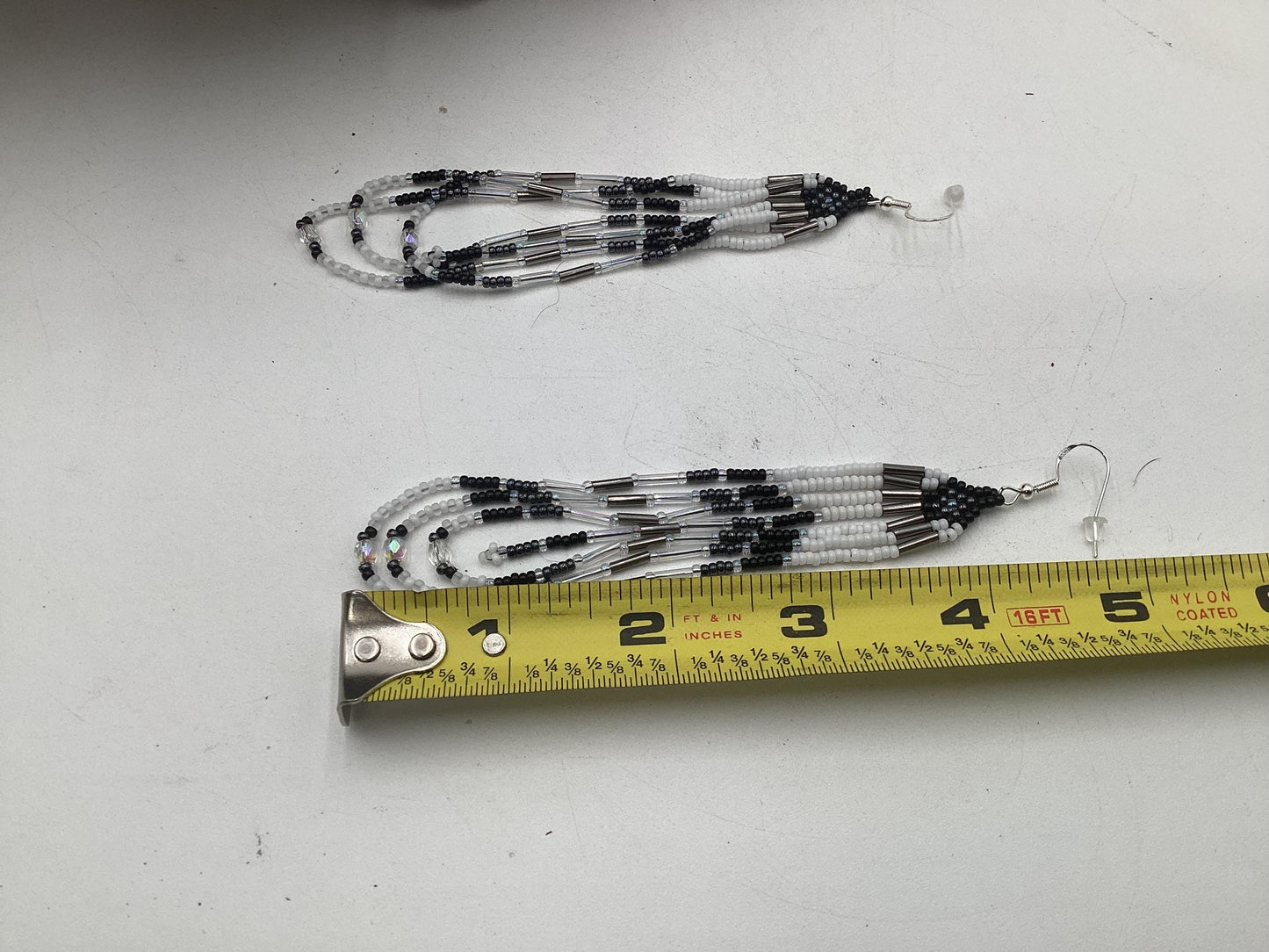 Hand Beaded Dangling Loop Earrings - Authentic Anishinaabe/Ojibwe Beadwork