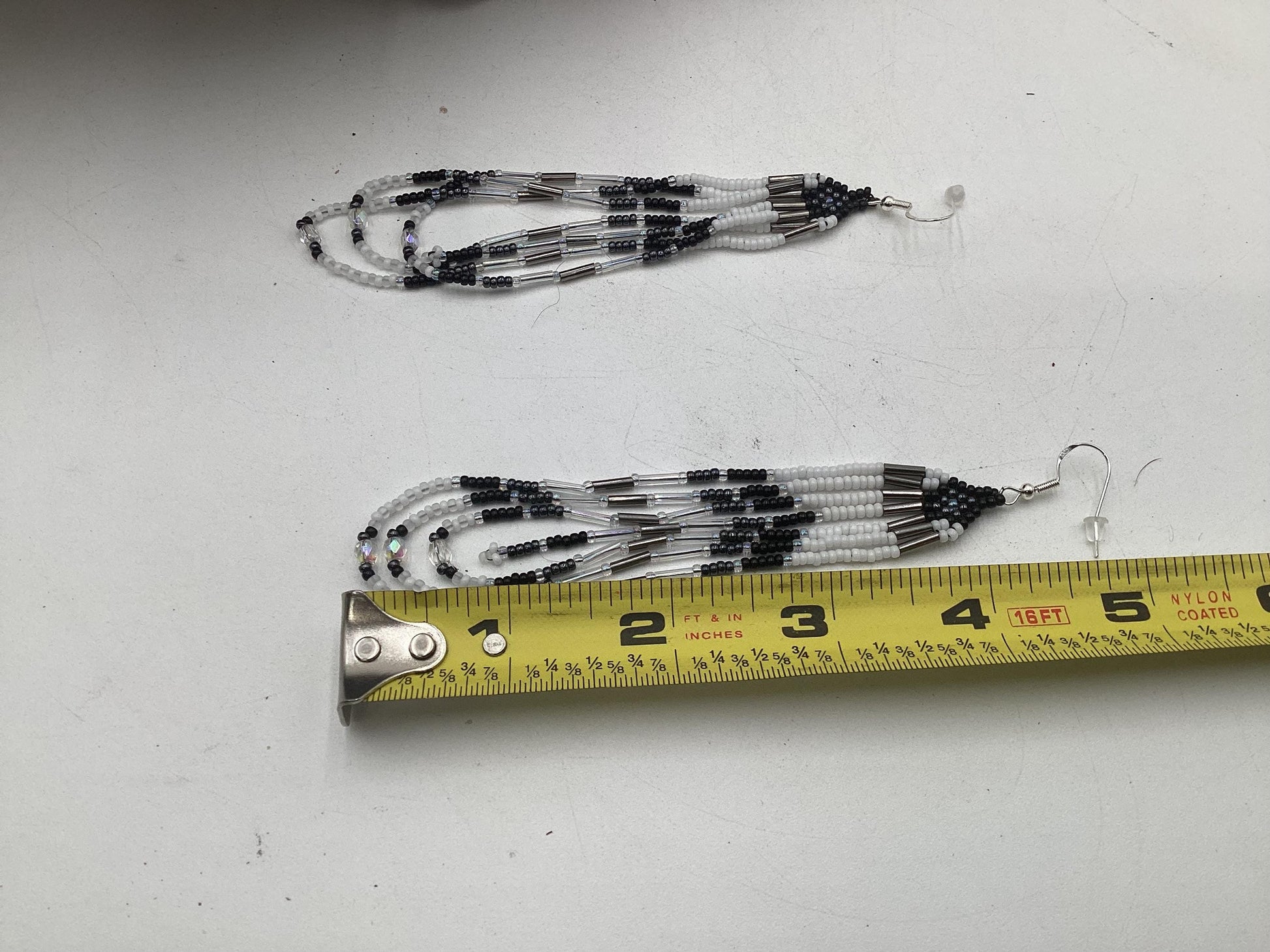 Hand Beaded Dangling Loop Earrings - Authentic Anishinaabe/Ojibwe Beadwork