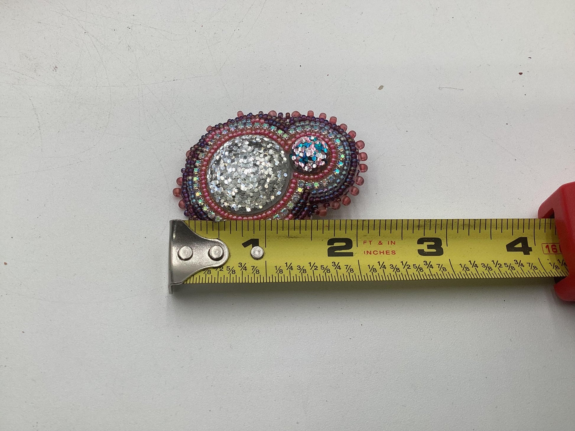 Hand Beaded Double-Center Glitter Earrings – Anishinaabe/Ojibwe Beadwork