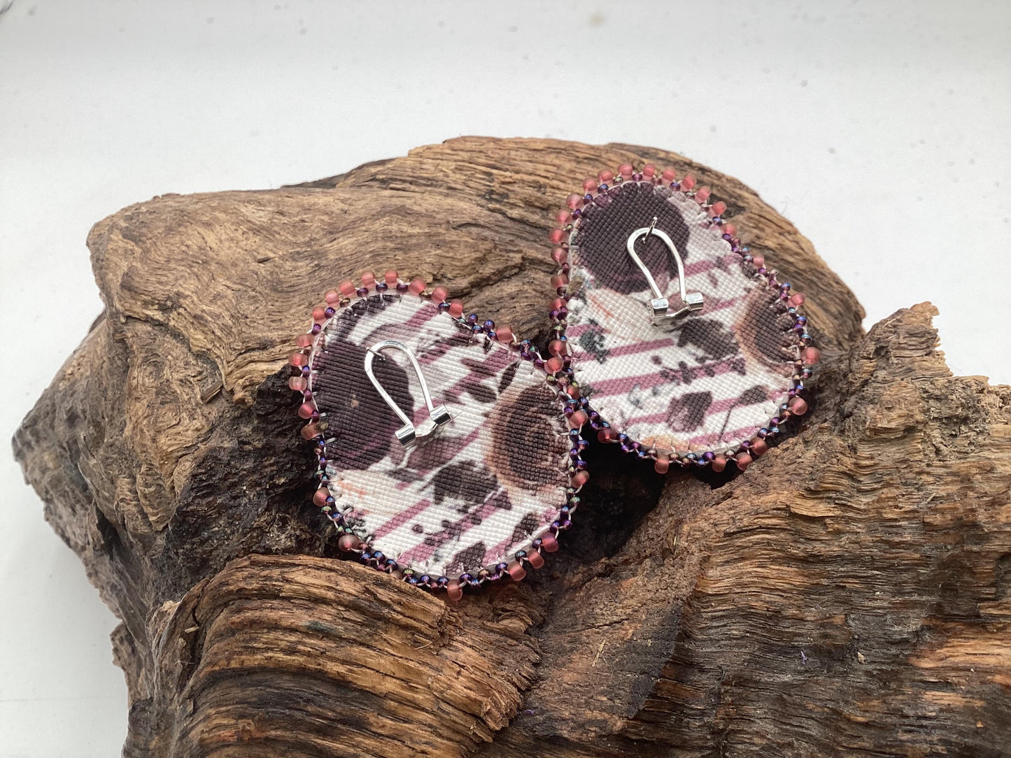 Hand Beaded Double-Center Glitter Earrings – Anishinaabe/Ojibwe Beadwork