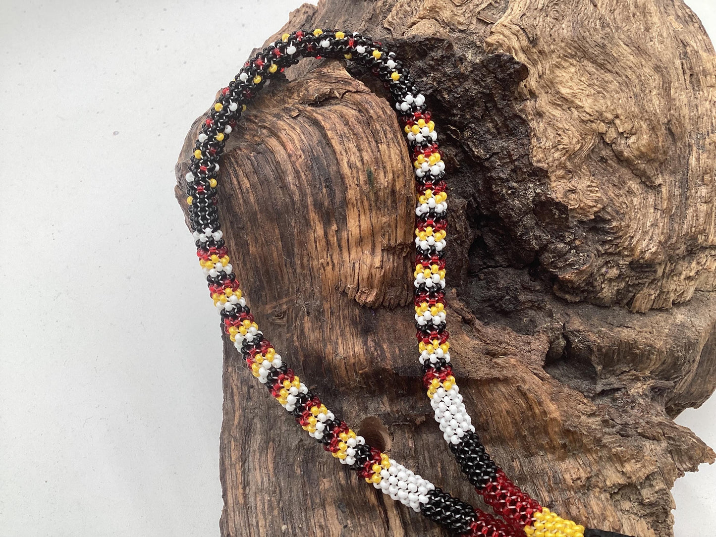 Hand Beaded Peyote Stitch Wristlet Lanyard - Ojibwe/Anishinaabe Artisan Design