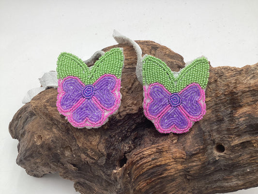 Hand Beaded Ojibwe Floral Braid Ties - Anishinaabe/Ojibwe Made - Free Shipping