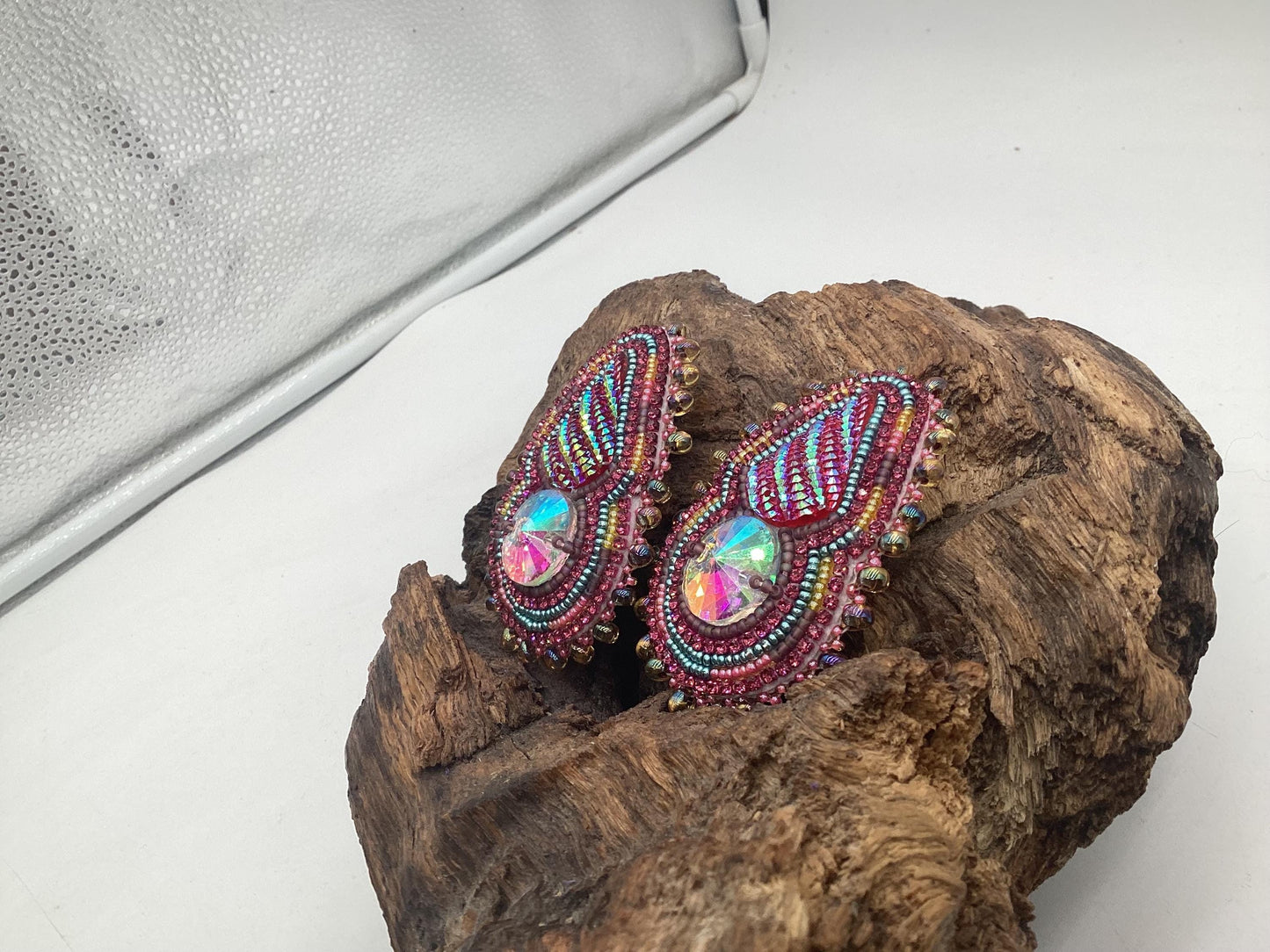 Hand Beaded Double-Center Earrings – Anishinaabe/Ojibwe Beadwork