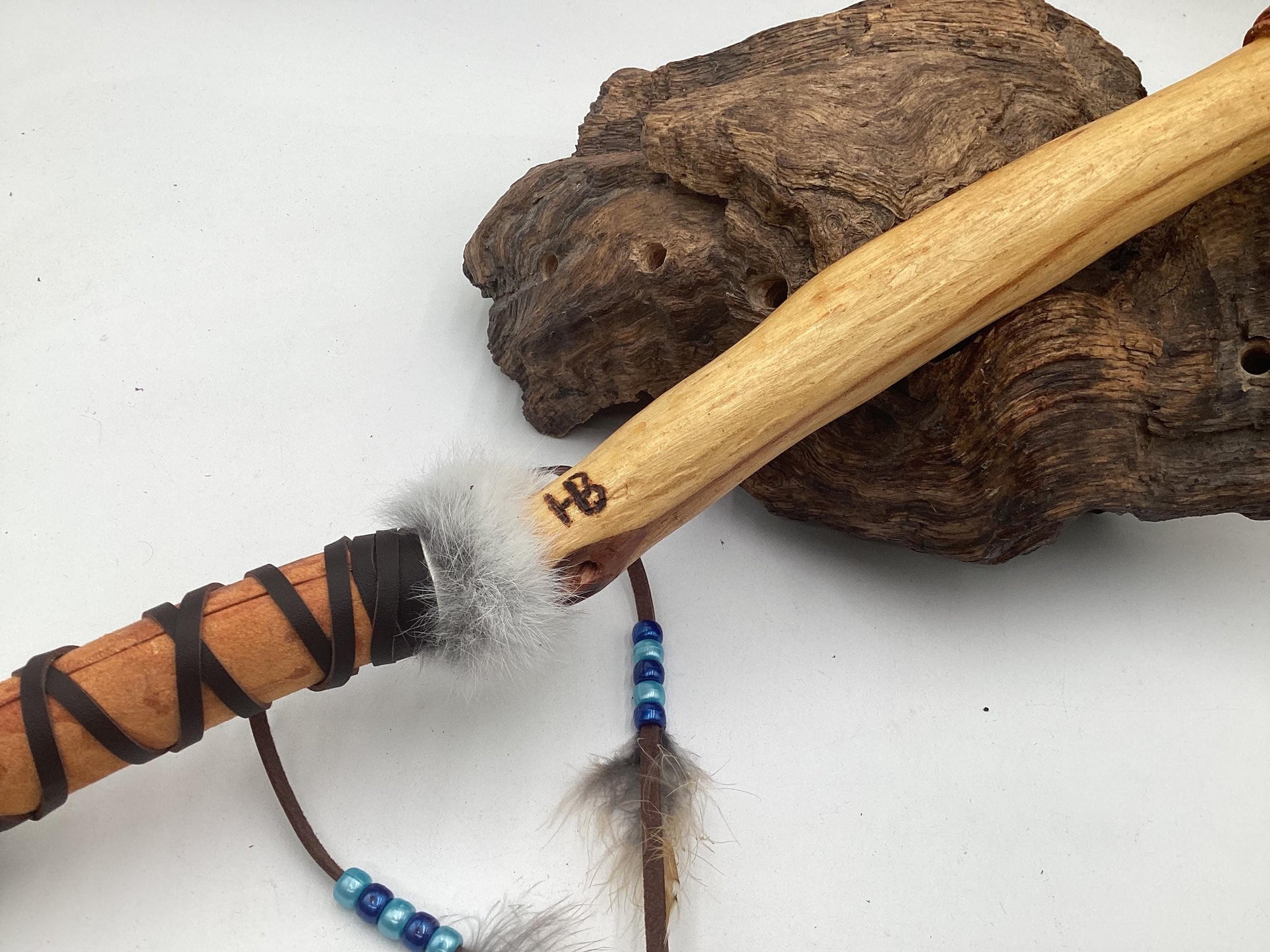 Hand Painted Rawhide Dance Rattle -Ojibwe/Anishinaabe made - Free Shipping