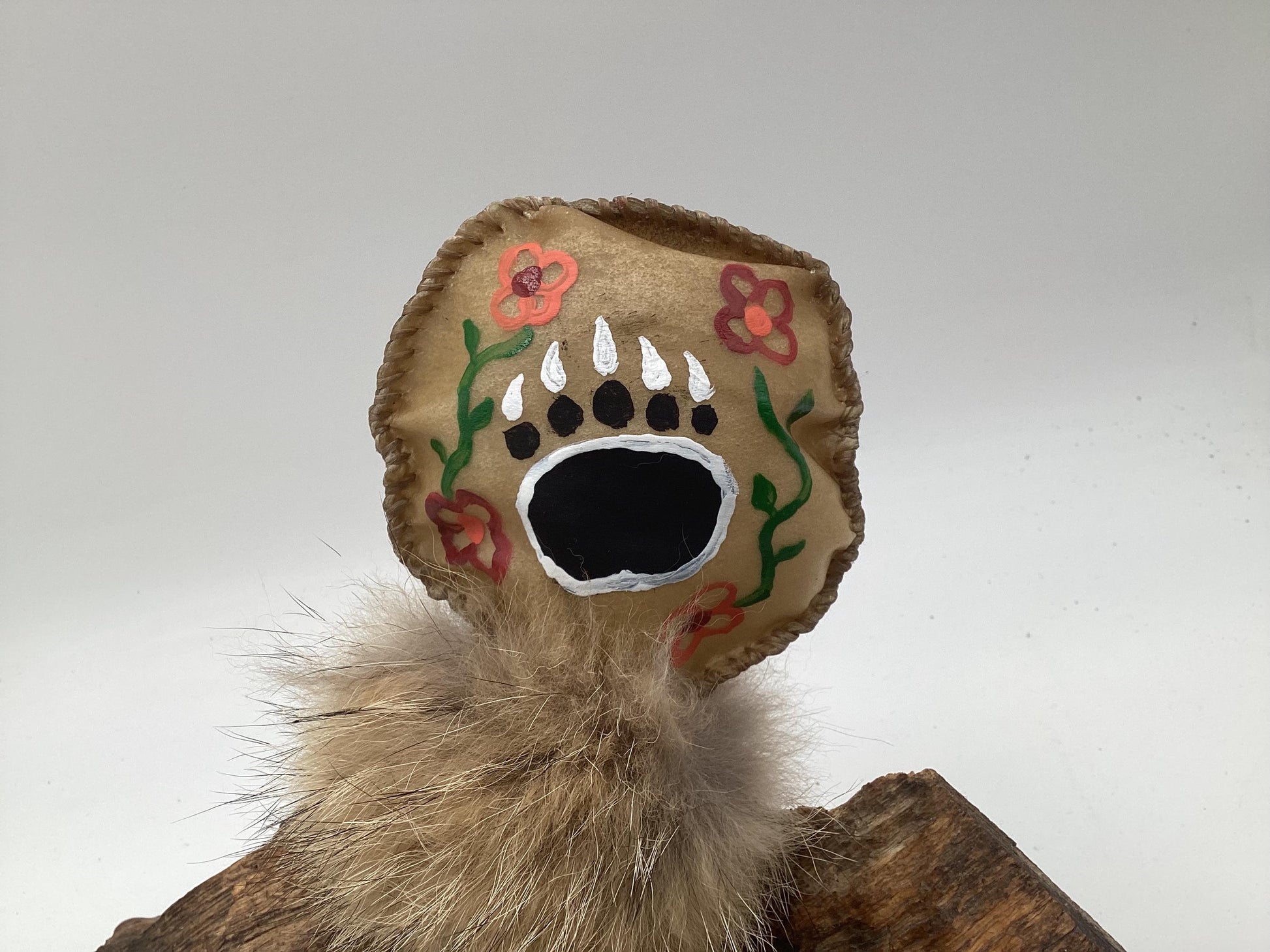 Hand Painted Rawhide Dance Rattle -Ojibwe/Anishinaabe made - Free Shipping