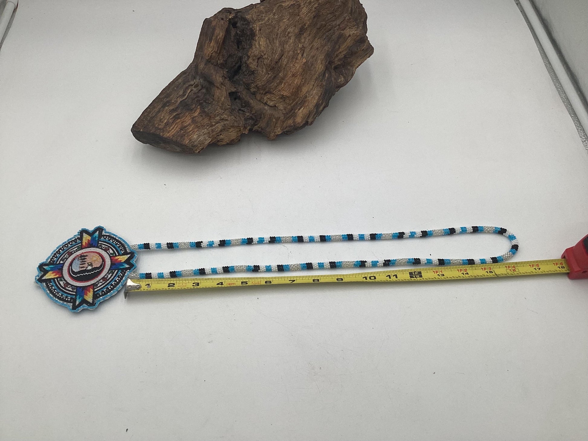 Beautiful Hand Beaded White Earth Nation Medallion - Authentic Anishinaabe/Ojibwe Beadwork - Free Shipping