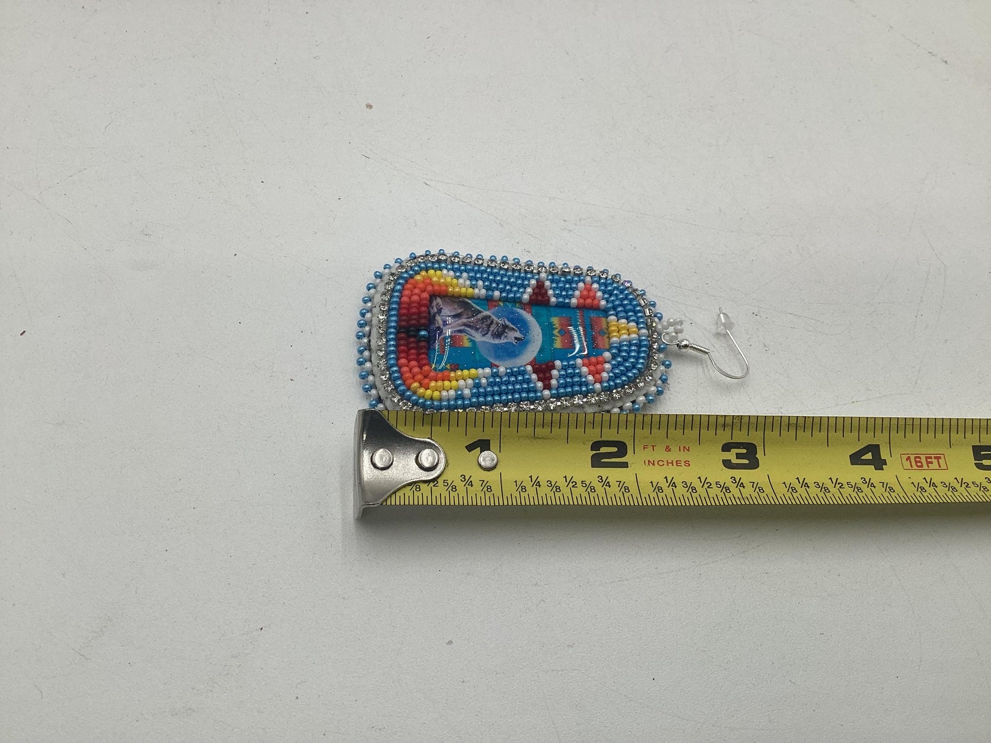 Spirit Wolf Earrings - Authentic Anishinaabe/Ojibwe Beadwork