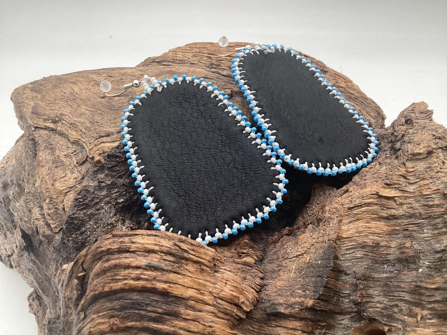 Spirit Wolf Earrings - Authentic Anishinaabe/Ojibwe Beadwork