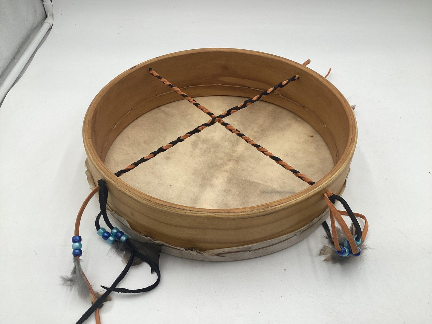 Handmade Leather Hand Drum – Anishinaabe/Ojibwe Made
