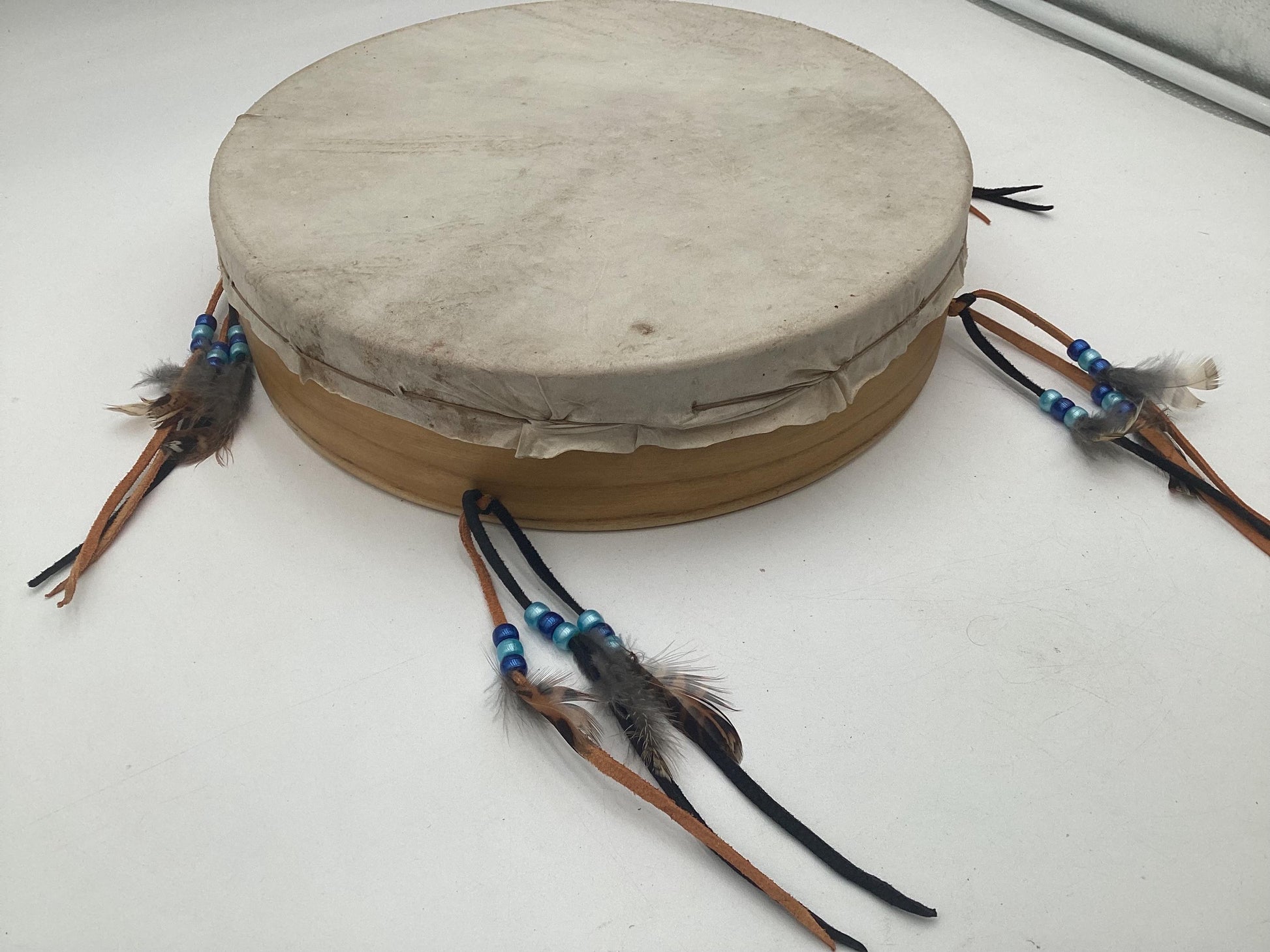 Handmade Leather Hand Drum – Anishinaabe/Ojibwe Made