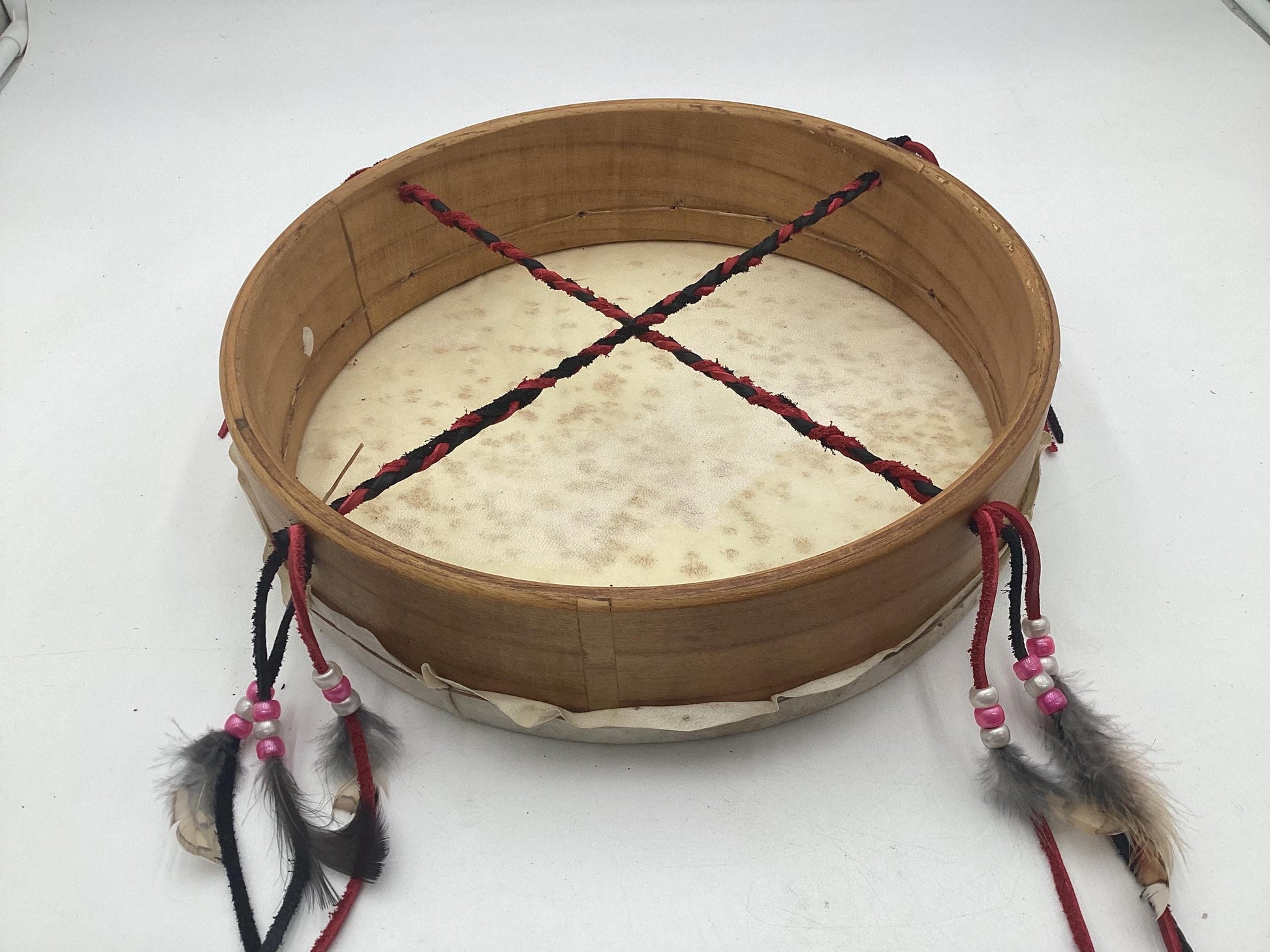 Handmade Leather Hand Drum – Anishinaabe/Ojibwe Made