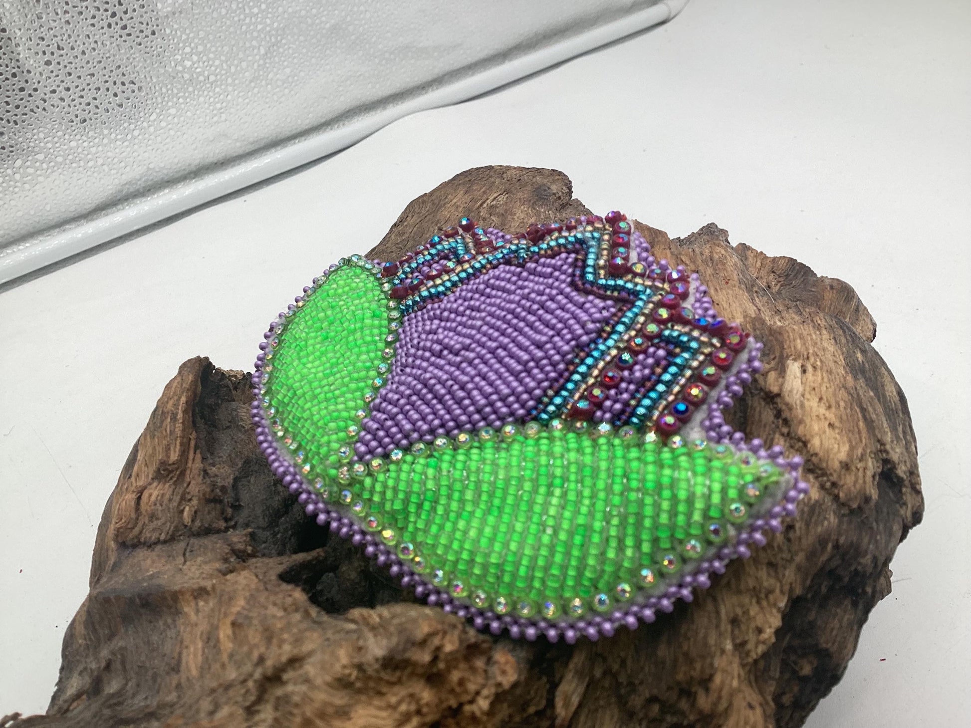 Hand Beaded Flower Barrette - Ojibwe/Anishinaabe Made - Heirloom Quality