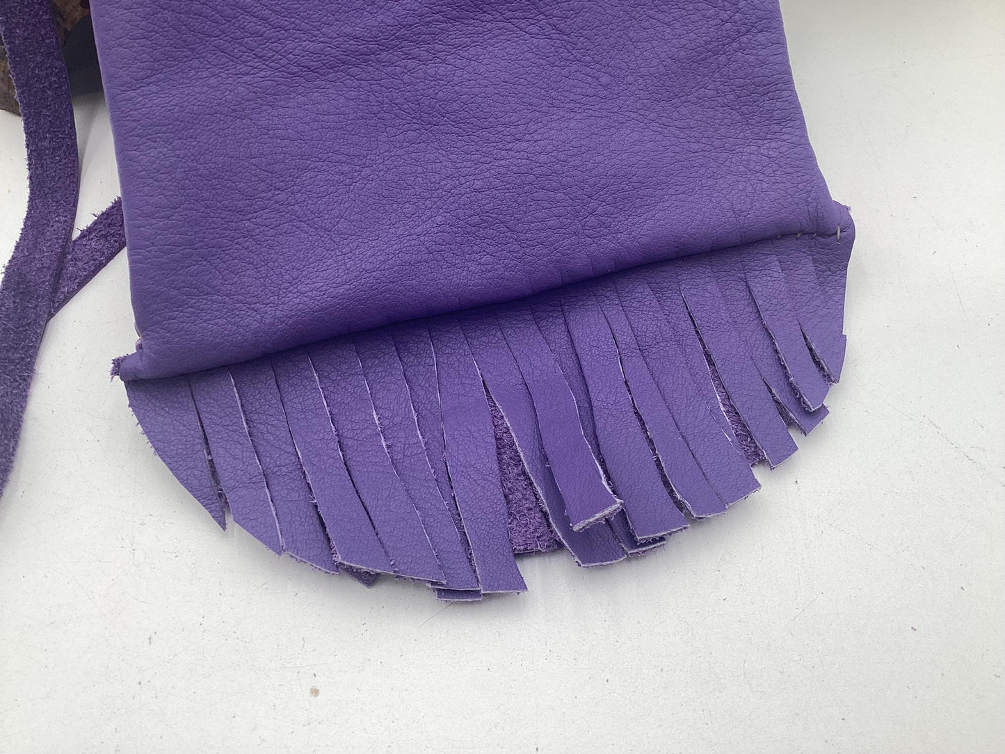 Hand Made Purple Leather Bag - Authentic Anishinaabe/Ojibwe Made - Free Shipping