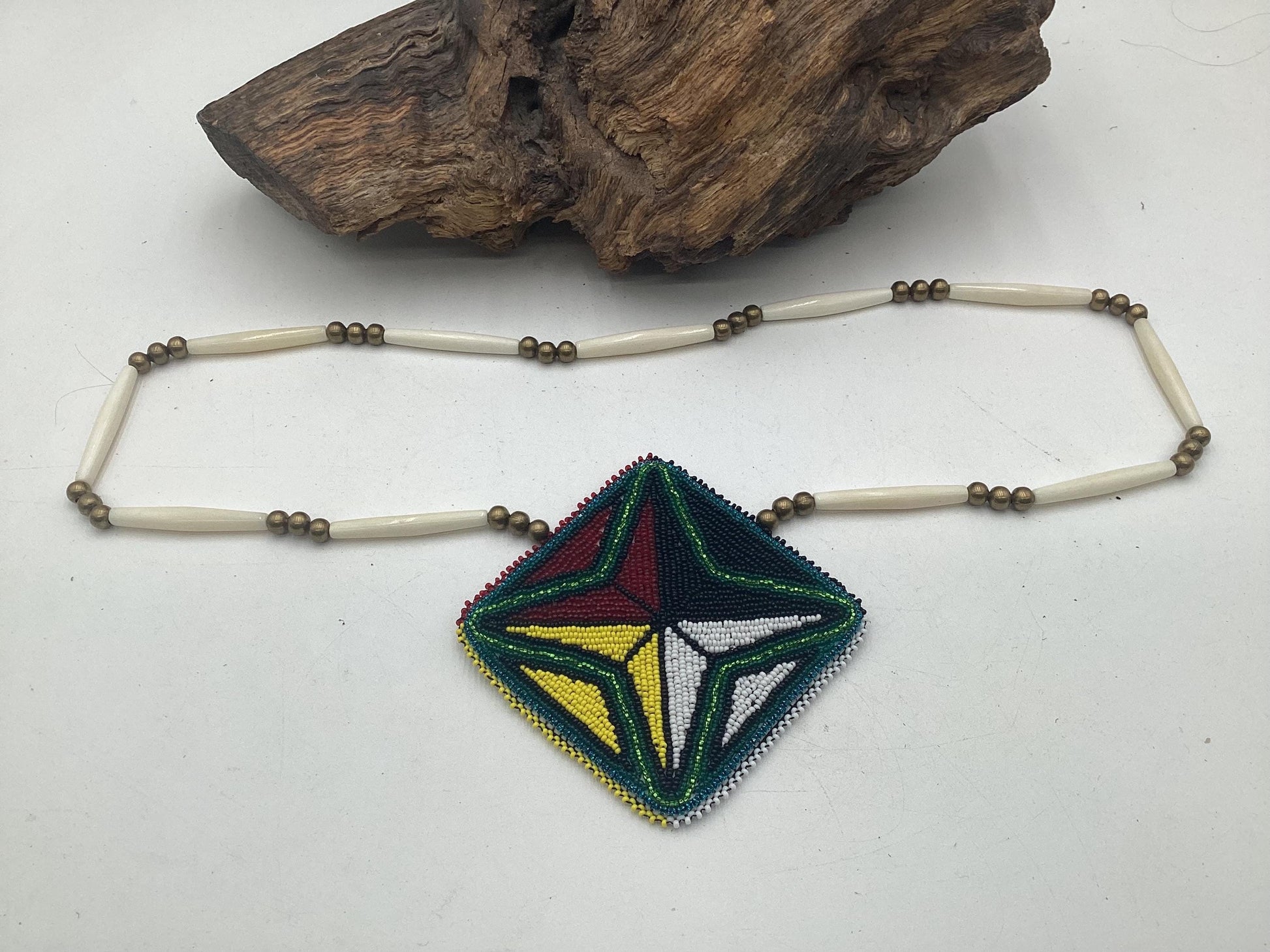 Medicine Star Hand Beaded Necklace: Anishinaabe Artisan Jewelry
