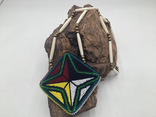 Medicine Star Hand Beaded Necklace: Anishinaabe Artisan Jewelry