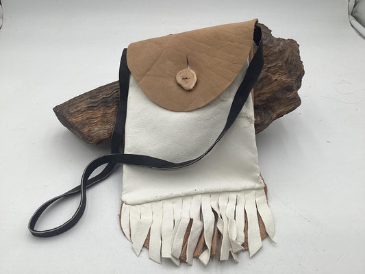 Hand Made Painted Leather Bag - Authentic Anishinaabe/Ojibwe Made - Free Shipping