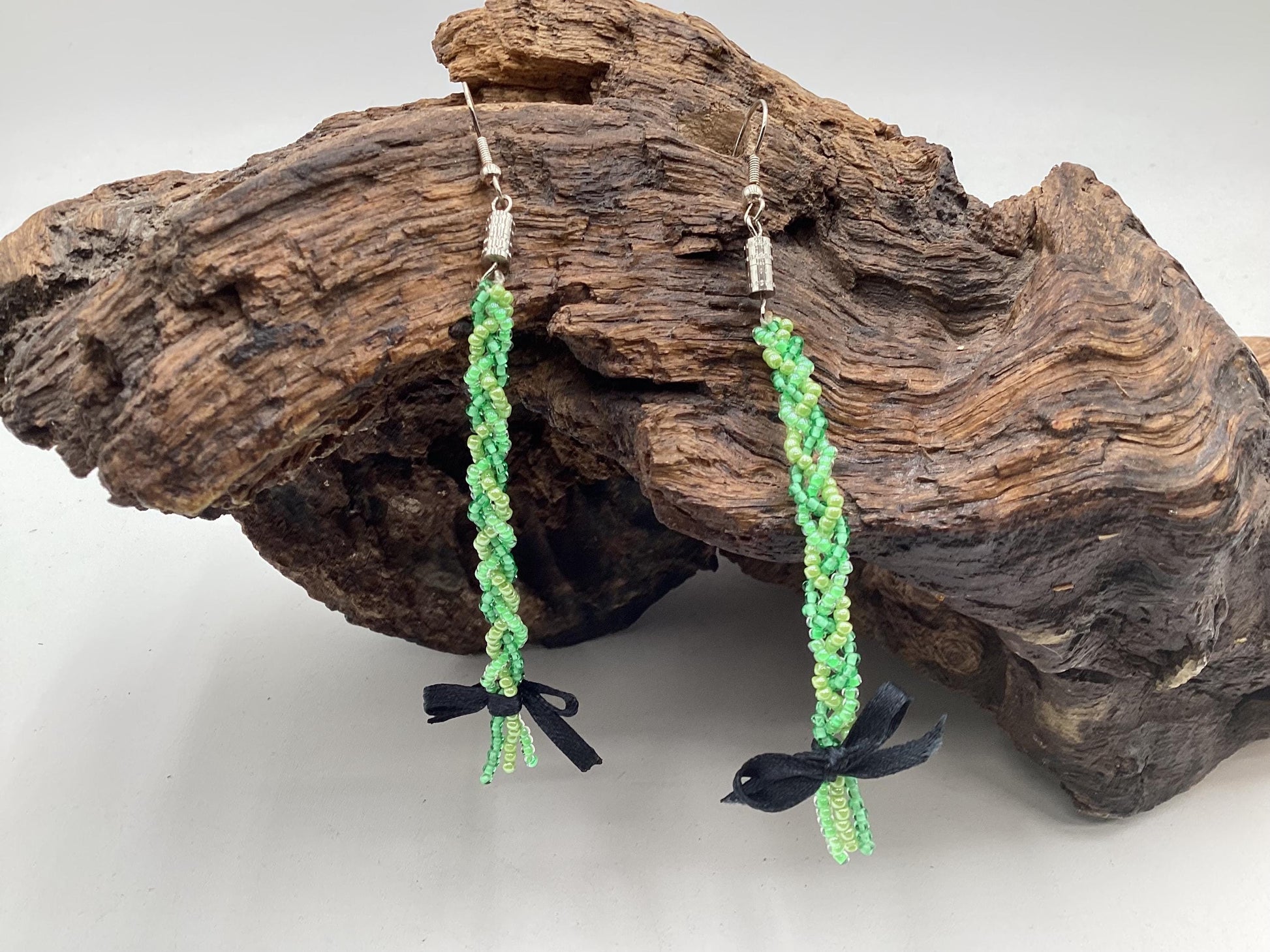 Sweet Grass Hand Beaded Earrings – Anishinaabe/Ojibwe Beadwork