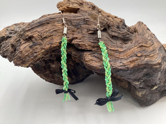 Sweet Grass Hand Beaded Earrings – Anishinaabe/Ojibwe Beadwork