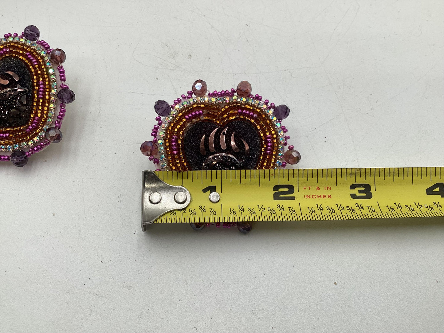 Iridescent Bear Claw Heart Shaped Beaded Earrings – Authentic Anishinaabe/Ojibwe Beadwork