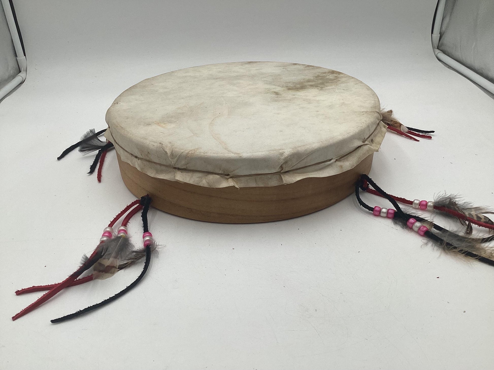 Handmade Leather Hand Drum – Anishinaabe/Ojibwe Made