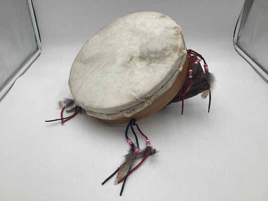 Handmade Leather Hand Drum – Anishinaabe/Ojibwe Made