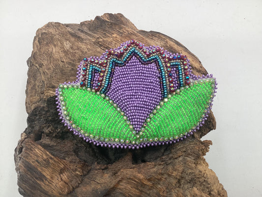Hand Beaded Flower Barrette - Ojibwe/Anishinaabe Made - Heirloom Quality