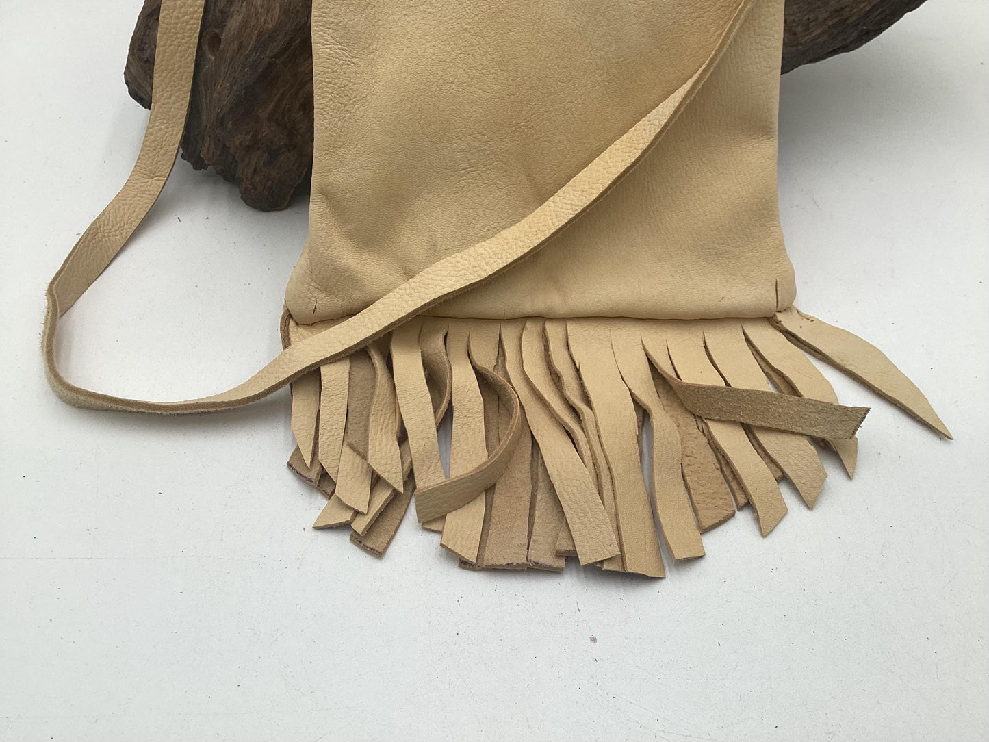 Hand Made Tan Leather Bag - Authentic Anishinaabe/Ojibwe Made - Free Shipping