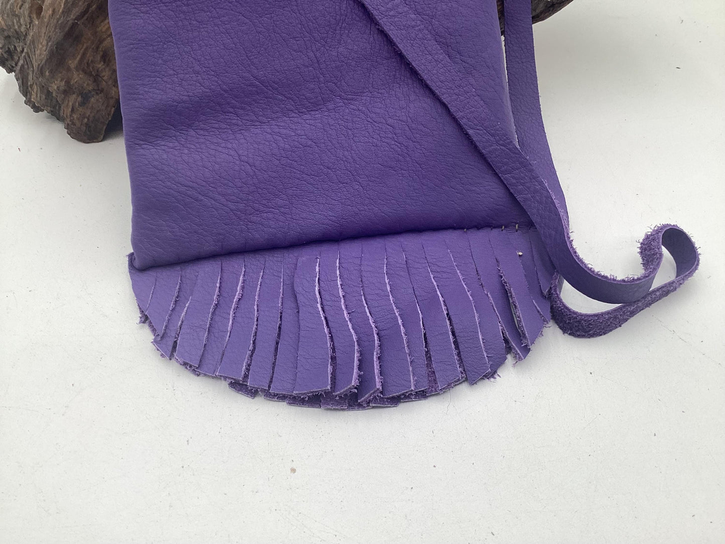 Hand Made Purple Leather Bag - Authentic Anishinaabe/Ojibwe Made - Free Shipping