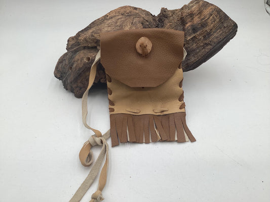 Hand Made Leather Bag - Authentic Anishinaabe/Ojibwe Made - Free Shipping