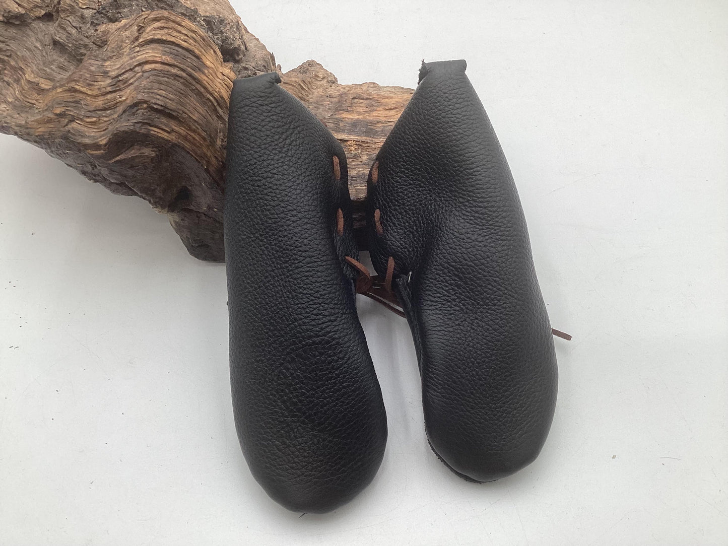 Small Black Leather Moccasins – Anishinaabe/Ojibwe Artisan made