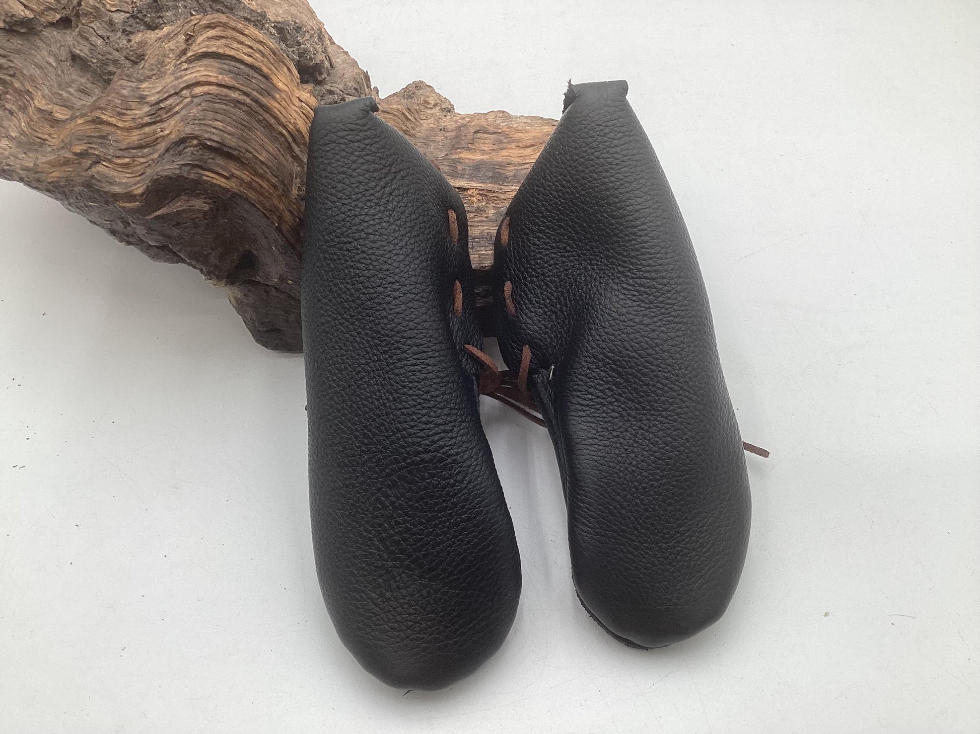 Small Black Leather Moccasins – Anishinaabe/Ojibwe Artisan made