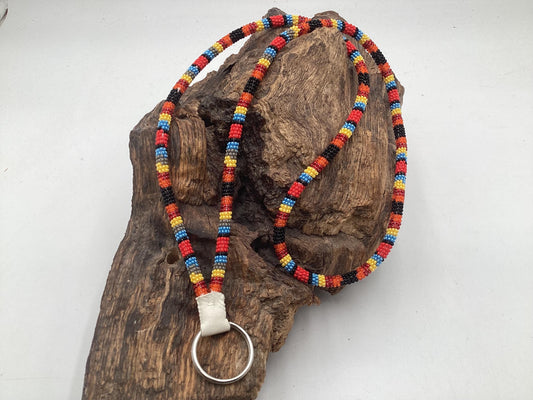 Lanyard Keychain Necklace - Hand Beaded - Anishinaabe/Ojibway Made- Free Shipping