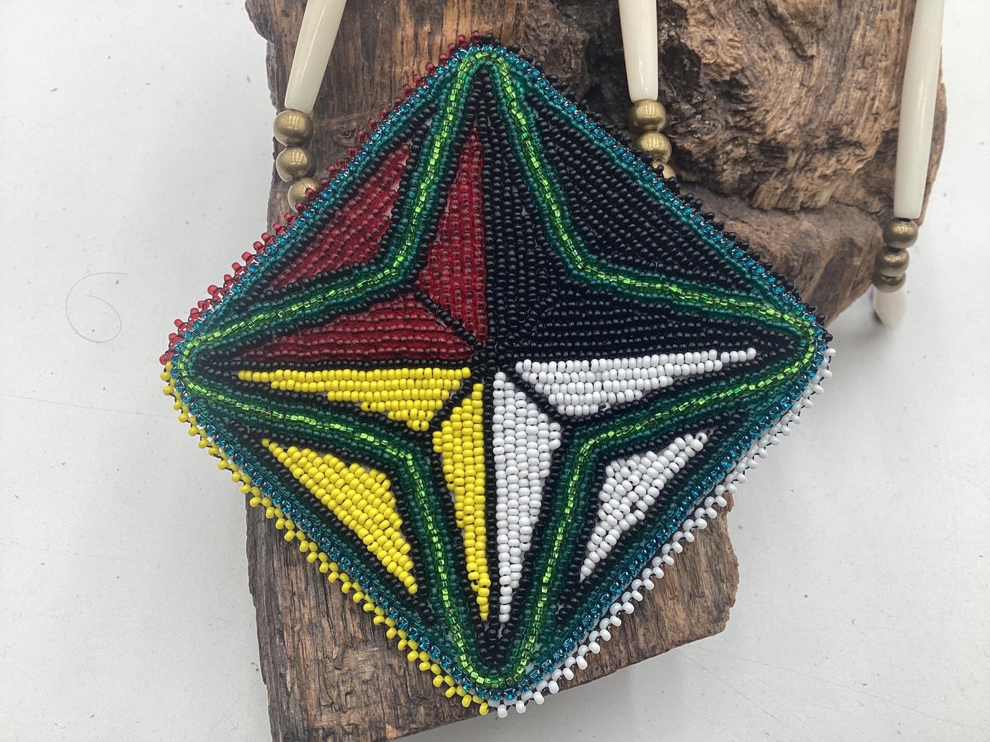 Medicine Star Hand Beaded Necklace: Anishinaabe Artisan Jewelry