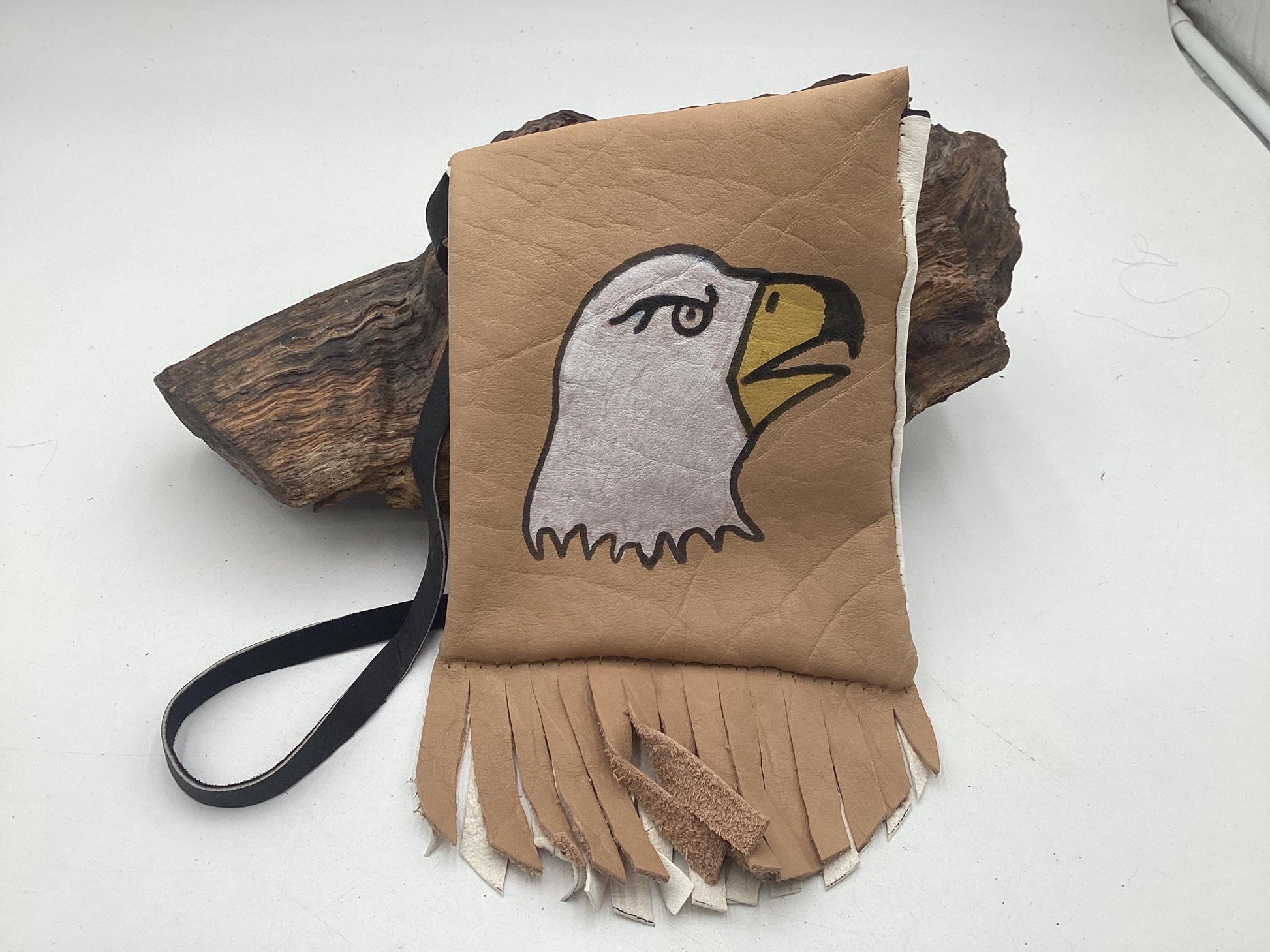 Hand Made Painted Leather Bag - Authentic Anishinaabe/Ojibwe Made - Free Shipping