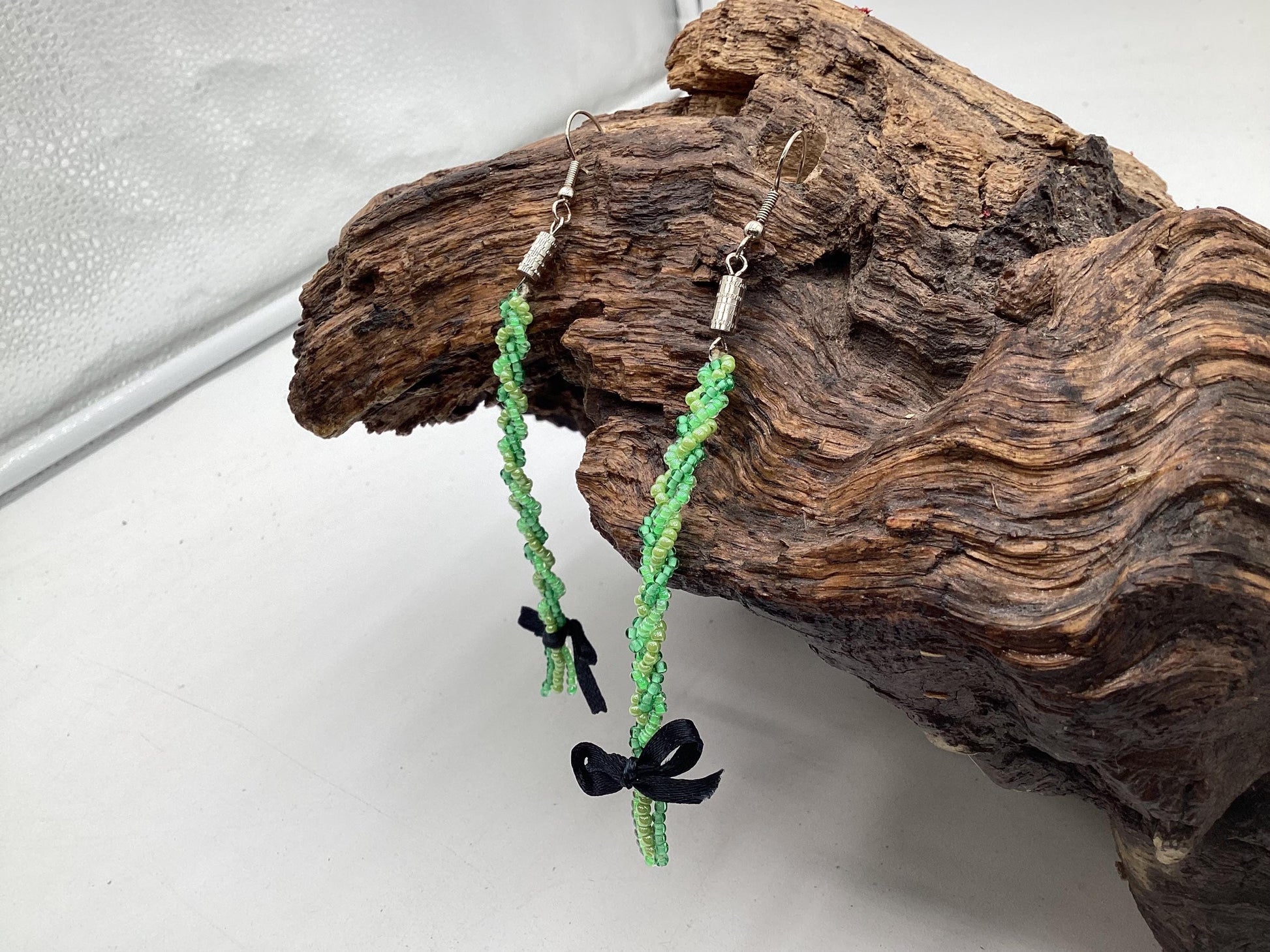 Sweet Grass Hand Beaded Earrings – Anishinaabe/Ojibwe Beadwork