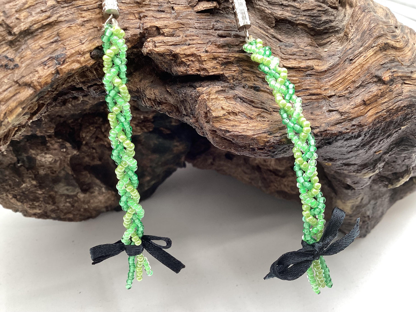 Sweet Grass Hand Beaded Earrings – Anishinaabe/Ojibwe Beadwork
